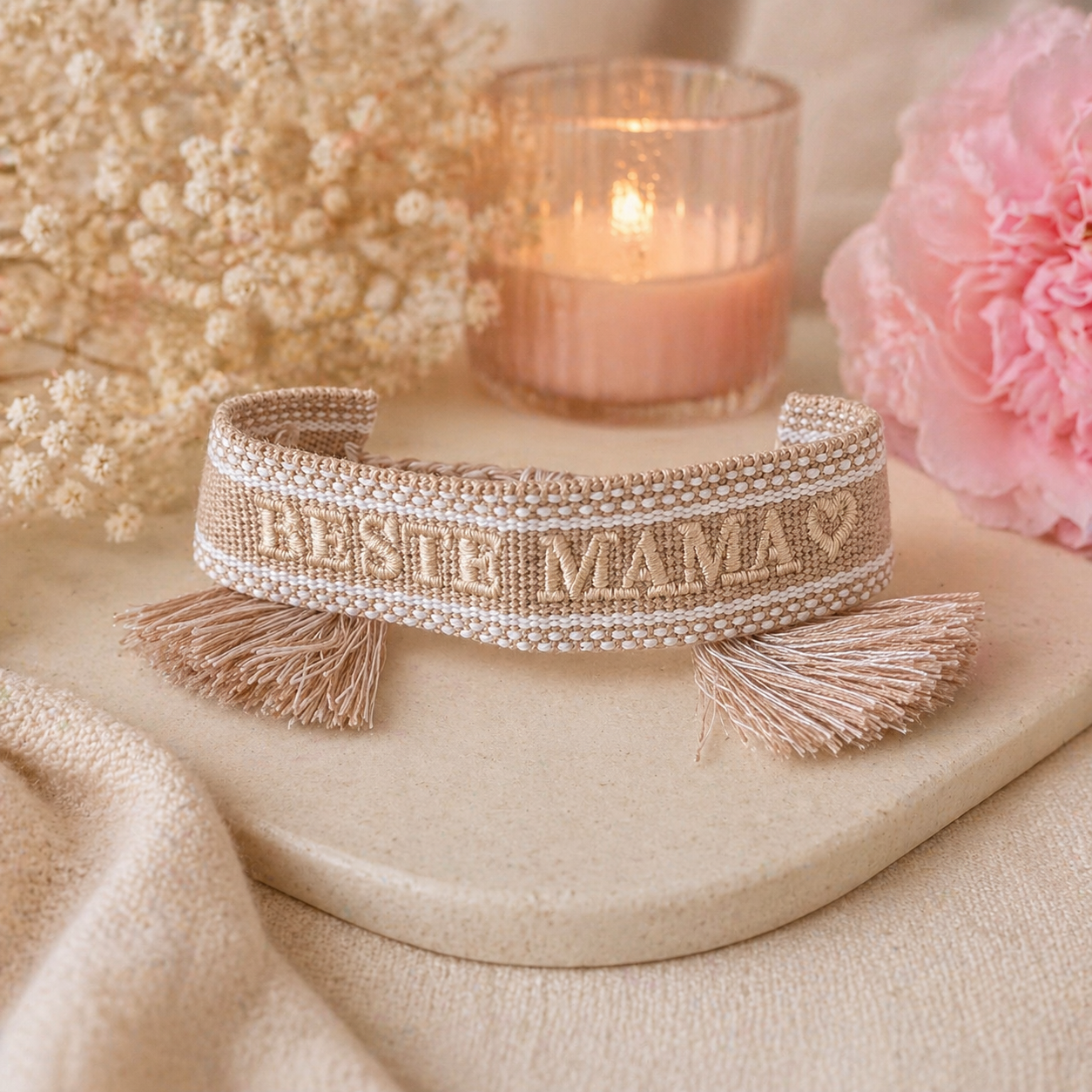 Freundschaftsarmband Damen – Botschaft wählbar (BESTE MAMA, BESTE FREUNDIN, BE HAPPY) – Geschenk Idee