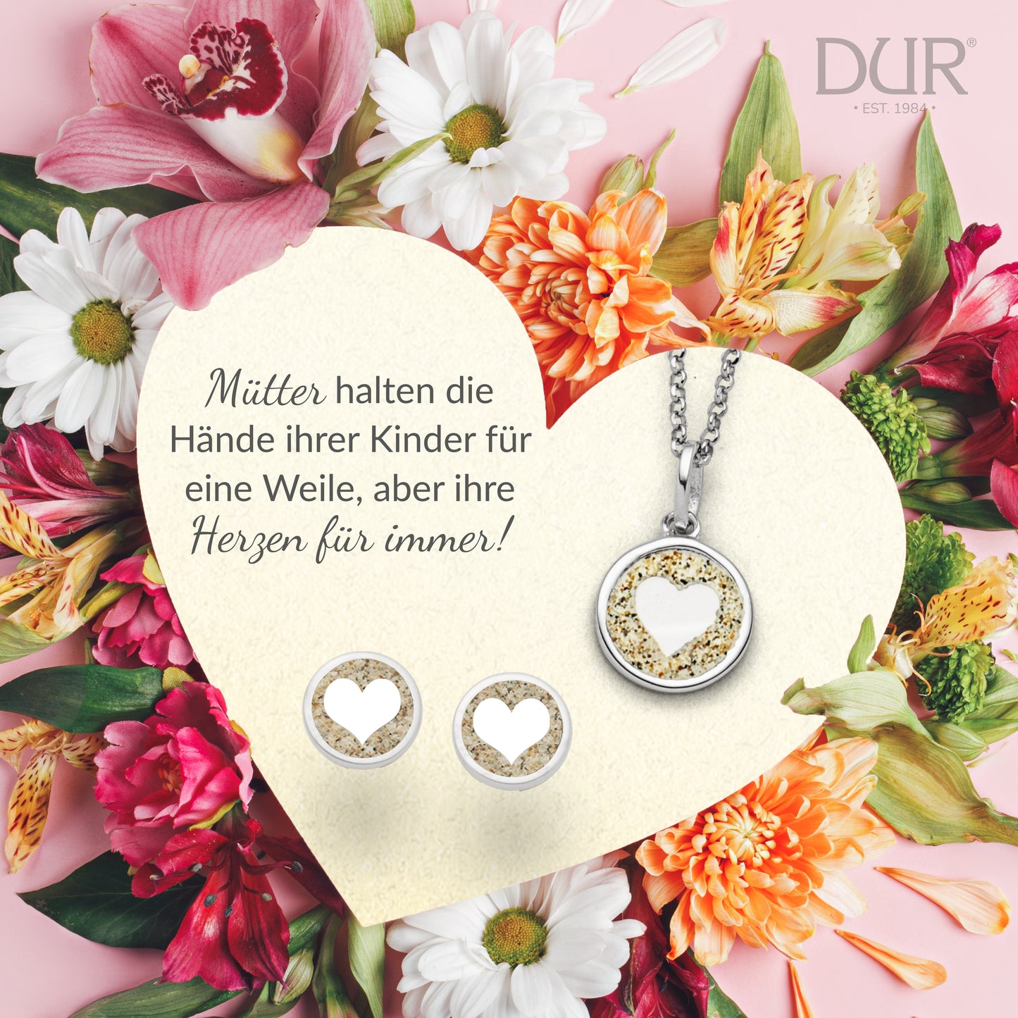 DUR 925er Silber Schmuck Ohrstecker "Herz" mit Strandsand O5056 Ohrringe