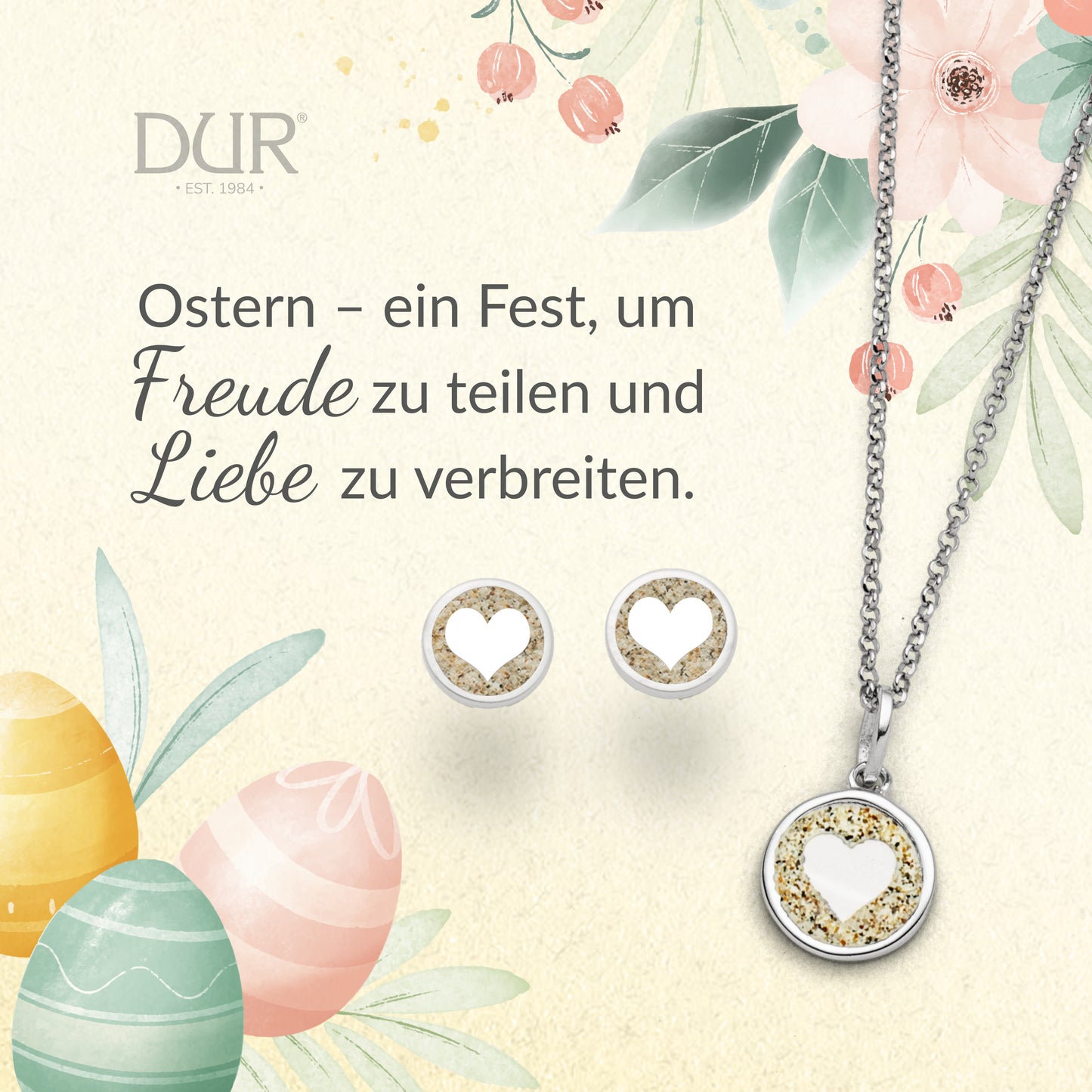 DUR 925er Silber Schmuck Ohrstecker "Herz" mit Strandsand O5056 Ohrringe