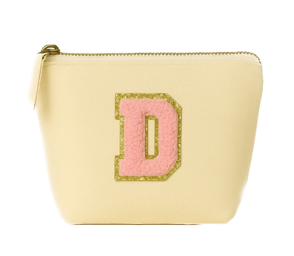 Rosa Initiale Beige Kosmetiktasche S • A–Z • Reise & Geschenkidee Buchstaben