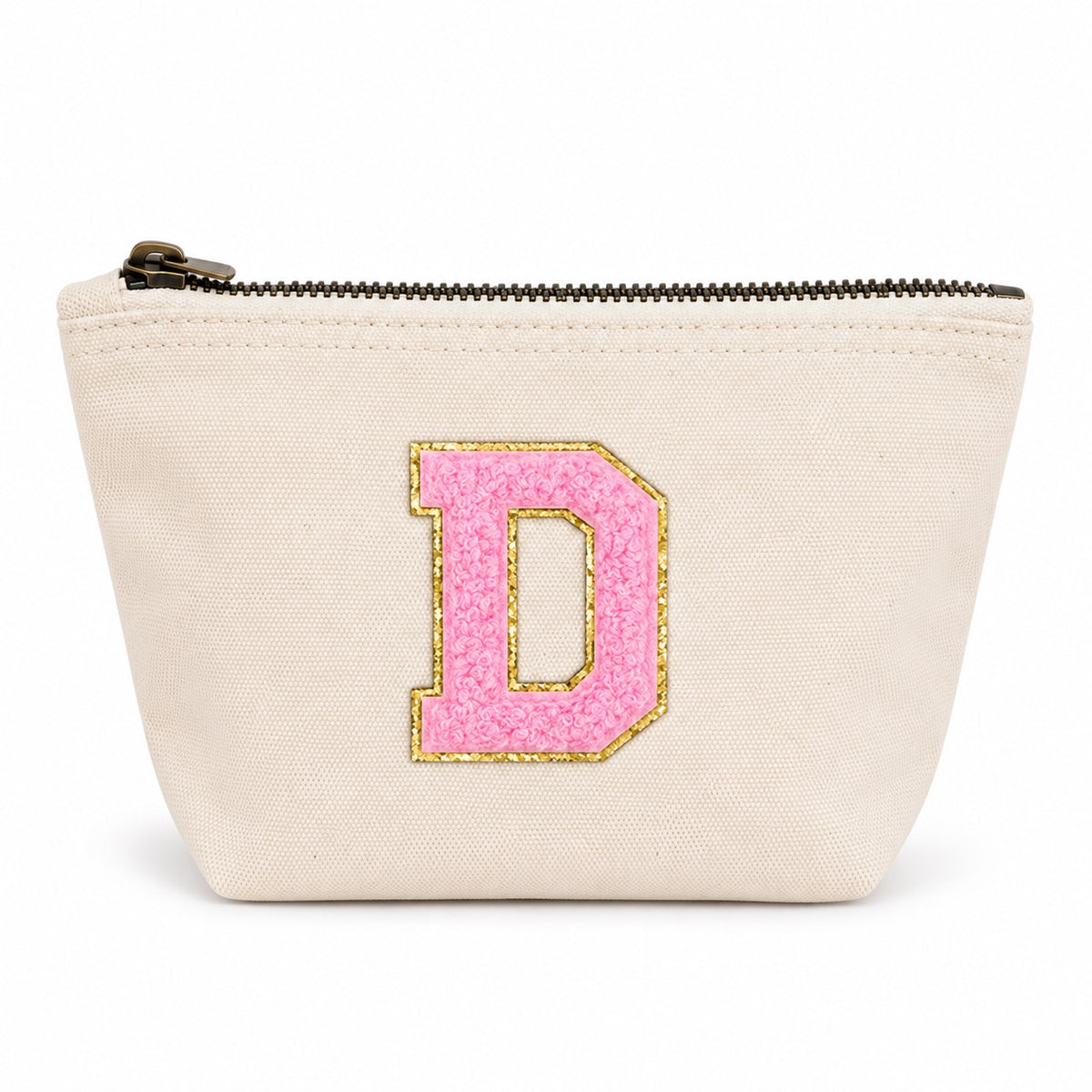 Rosa Initiale Beige Kosmetiktasche S • A–Z • Reise & Geschenkidee Buchstaben