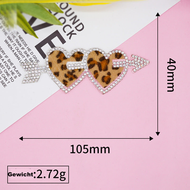 Patch Doppelherz Strass zum Aufbügeln – Iron on Patch Herzen DIY Bekleidung Deko