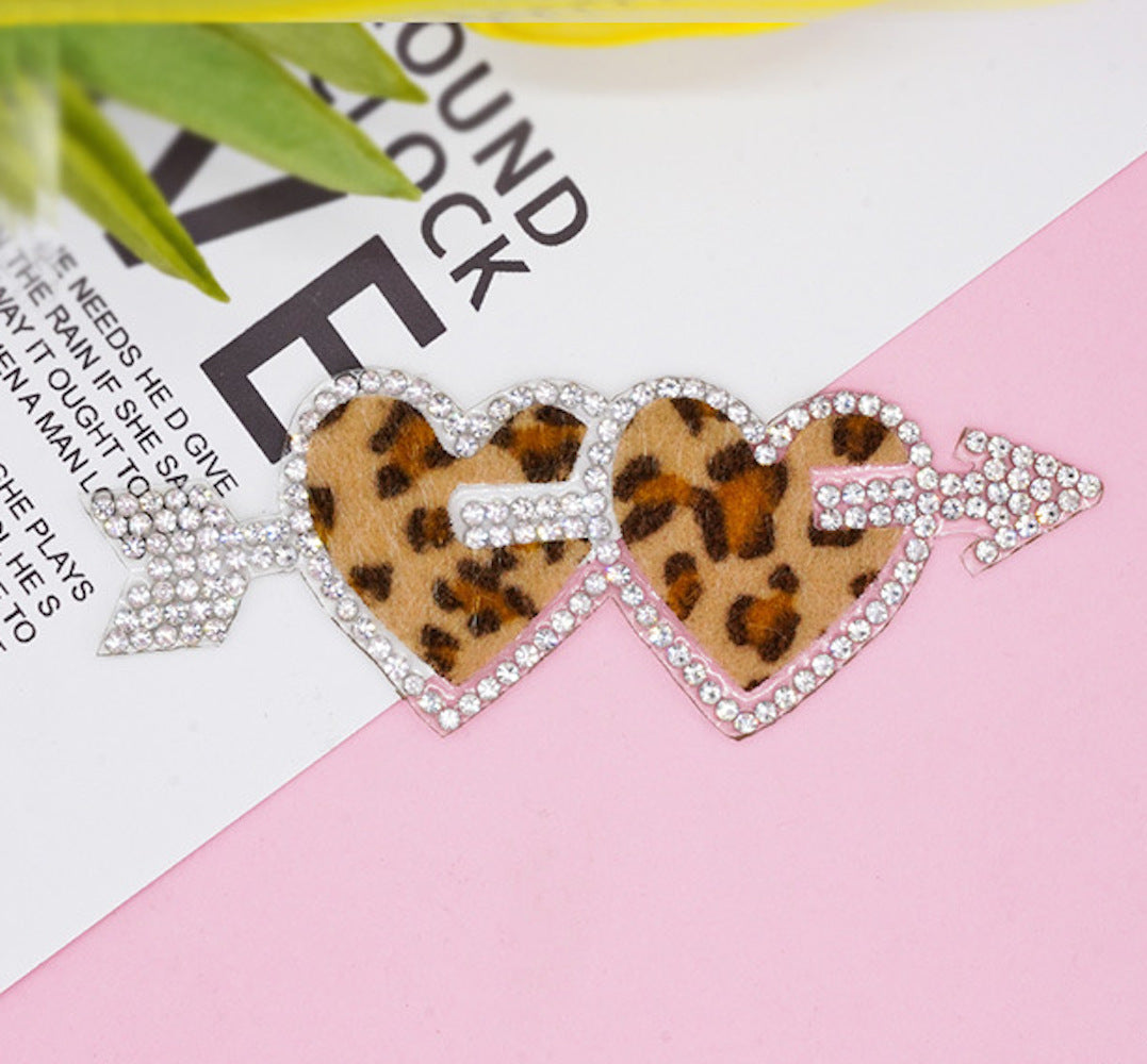 Patch Doppelherz Strass zum Aufbügeln – Iron on Patch Herzen DIY Bekleidung Deko