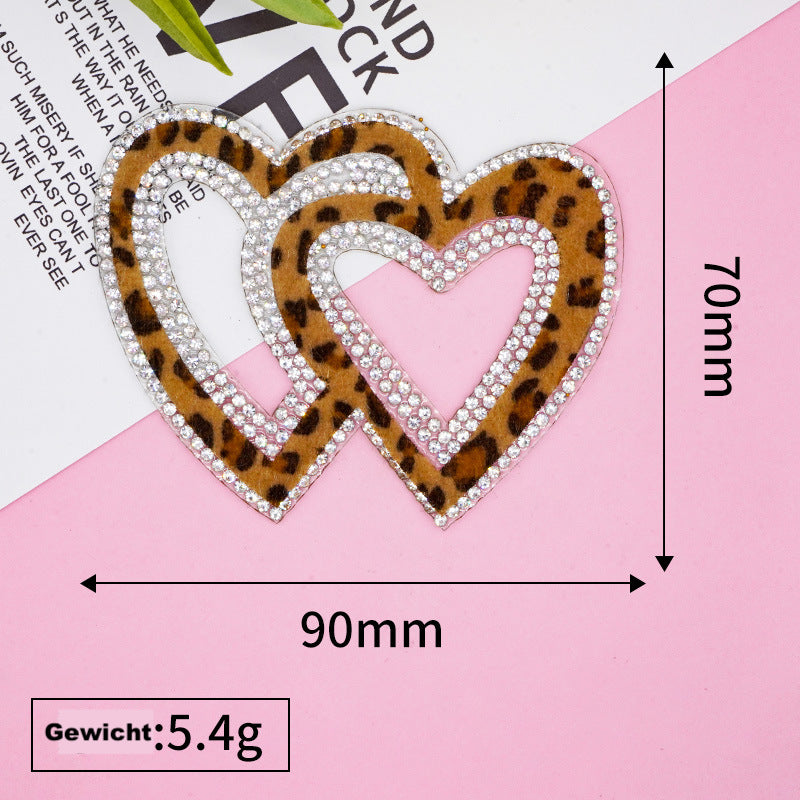 Patch Doppelherz Strass zum Aufbügeln – Iron on Patch Herzen DIY Bekleidung Deko
