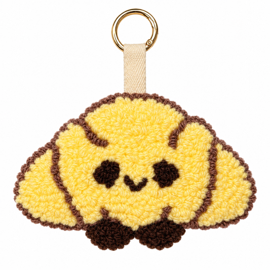 Handgemachter Croissant Taschenanhänger Schlüsselanhänger Punch Needle Kawaii süß