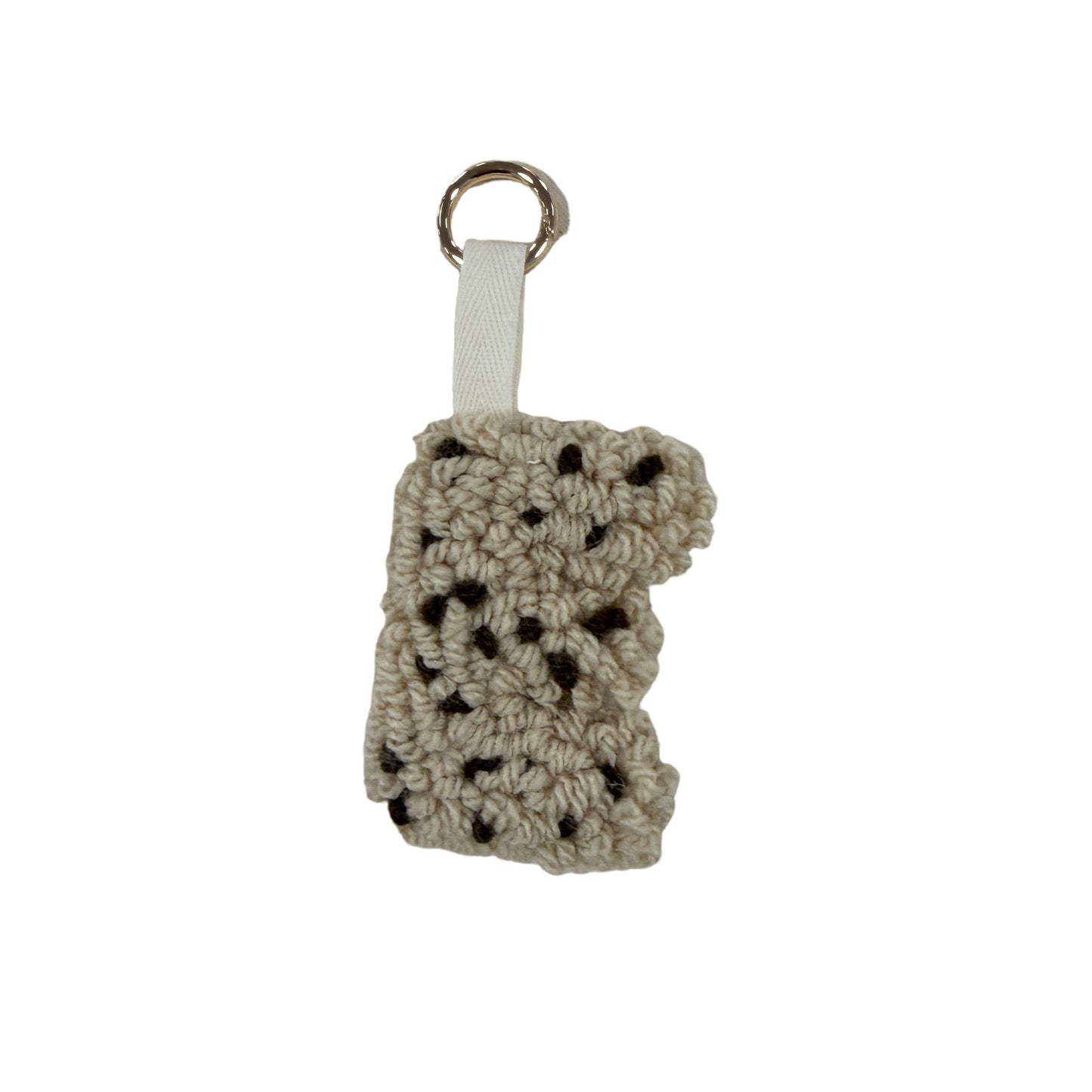 Beige Personalisierter Schlüsselanhänger Buchstabe Initiale Handmade Punch Needle Geschenk Freundin