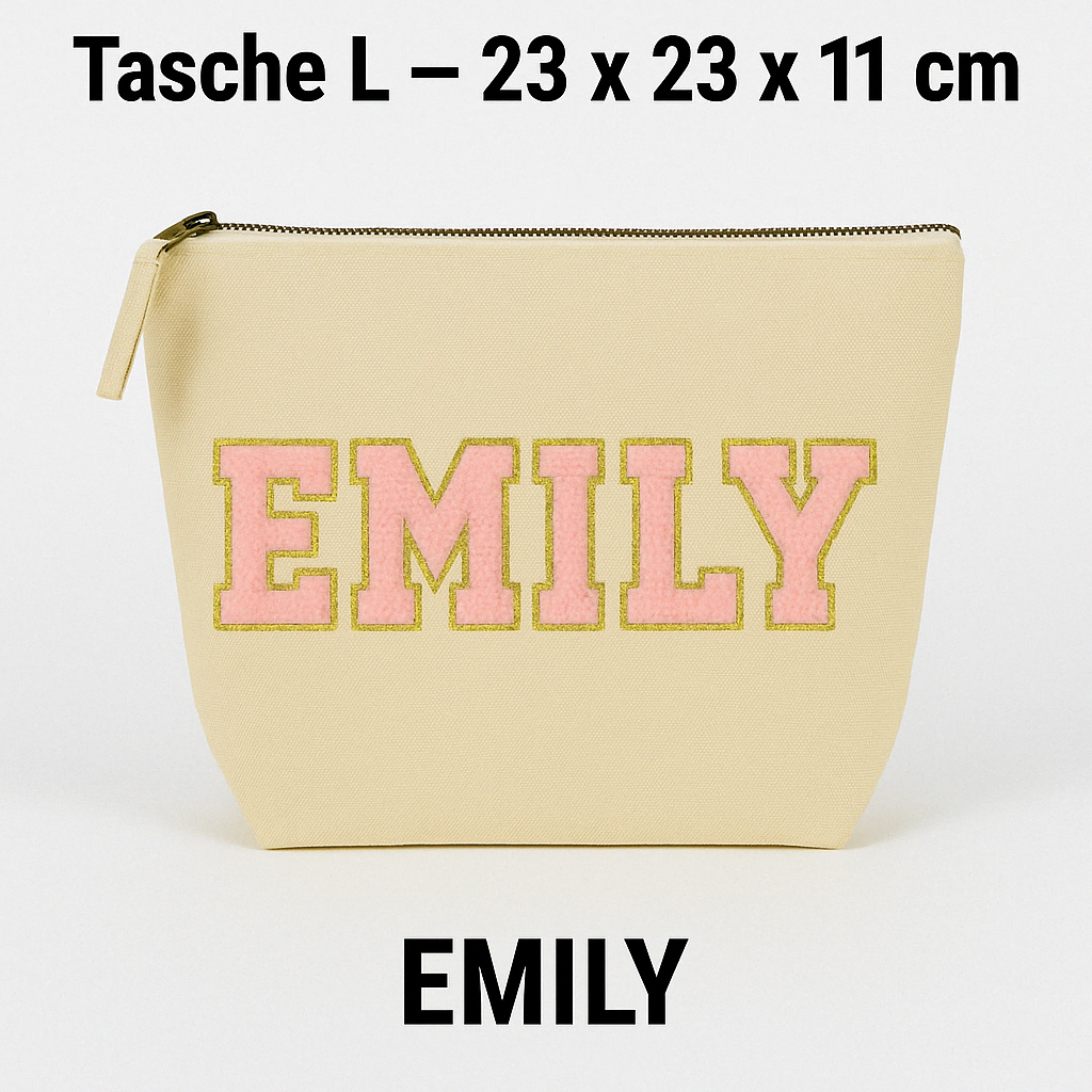 Kosmetiktasche L personalisiert • Tasche mit Wunschname • Happy Queen Geschenk