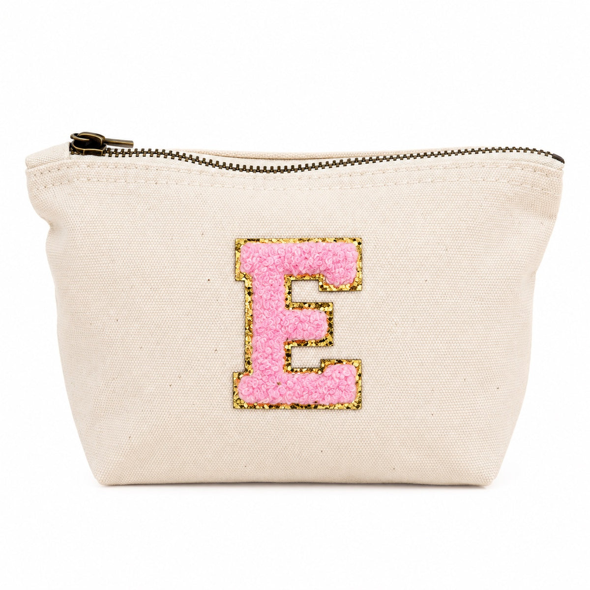 Rosa Initiale Beige Kosmetiktasche S • A–Z • Reise & Geschenkidee Buchstaben