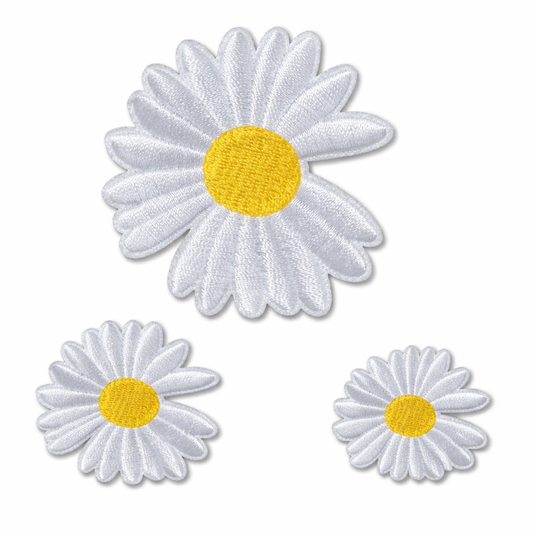 weiß Gänseblümchen Patches Aufnäher zum Aufbügeln, DIY Bekleidung Taschen Deko