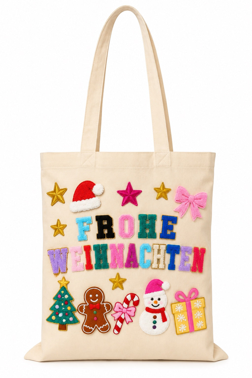 DIY Adventskalender 24 Tage – Frohe Weihnachten Set mit Patches & Shopper Tasche für Kinder