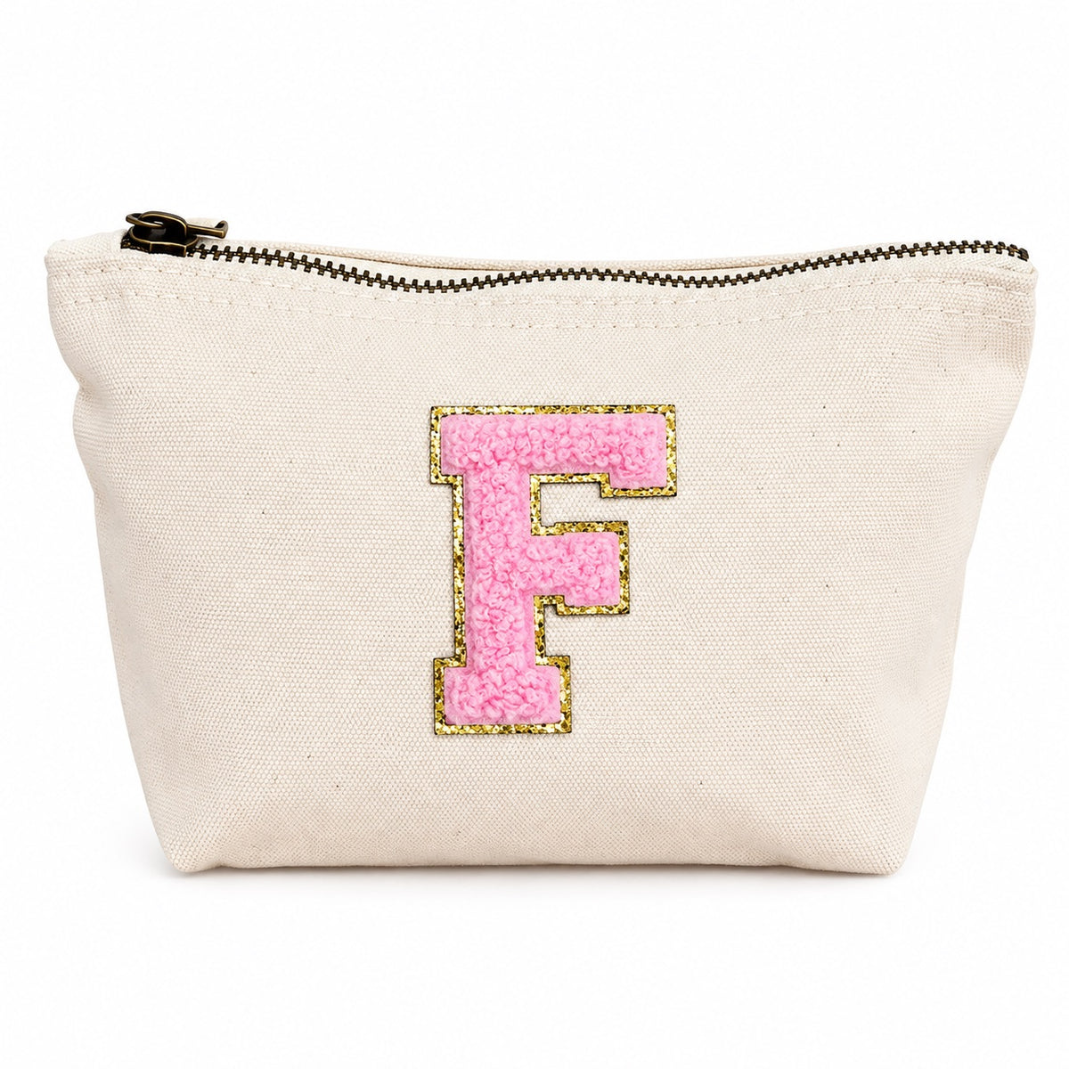Rosa Initiale Beige Kosmetiktasche S • A–Z • Reise & Geschenkidee Buchstaben