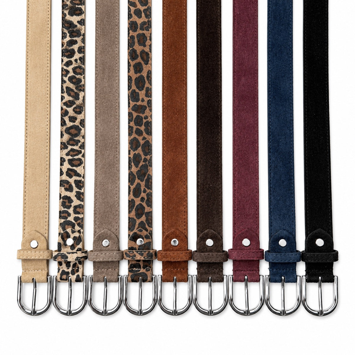 Damen Gürtel mit Wildleder-Oberfläche 3 cm Made in Italy Silber/Gold 85–100 cm