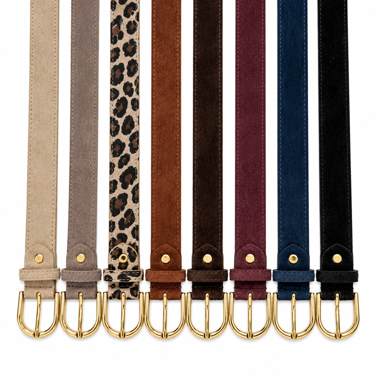 Damen Gürtel mit Wildleder-Oberfläche 3 cm Made in Italy Silber/Gold 85–100 cm