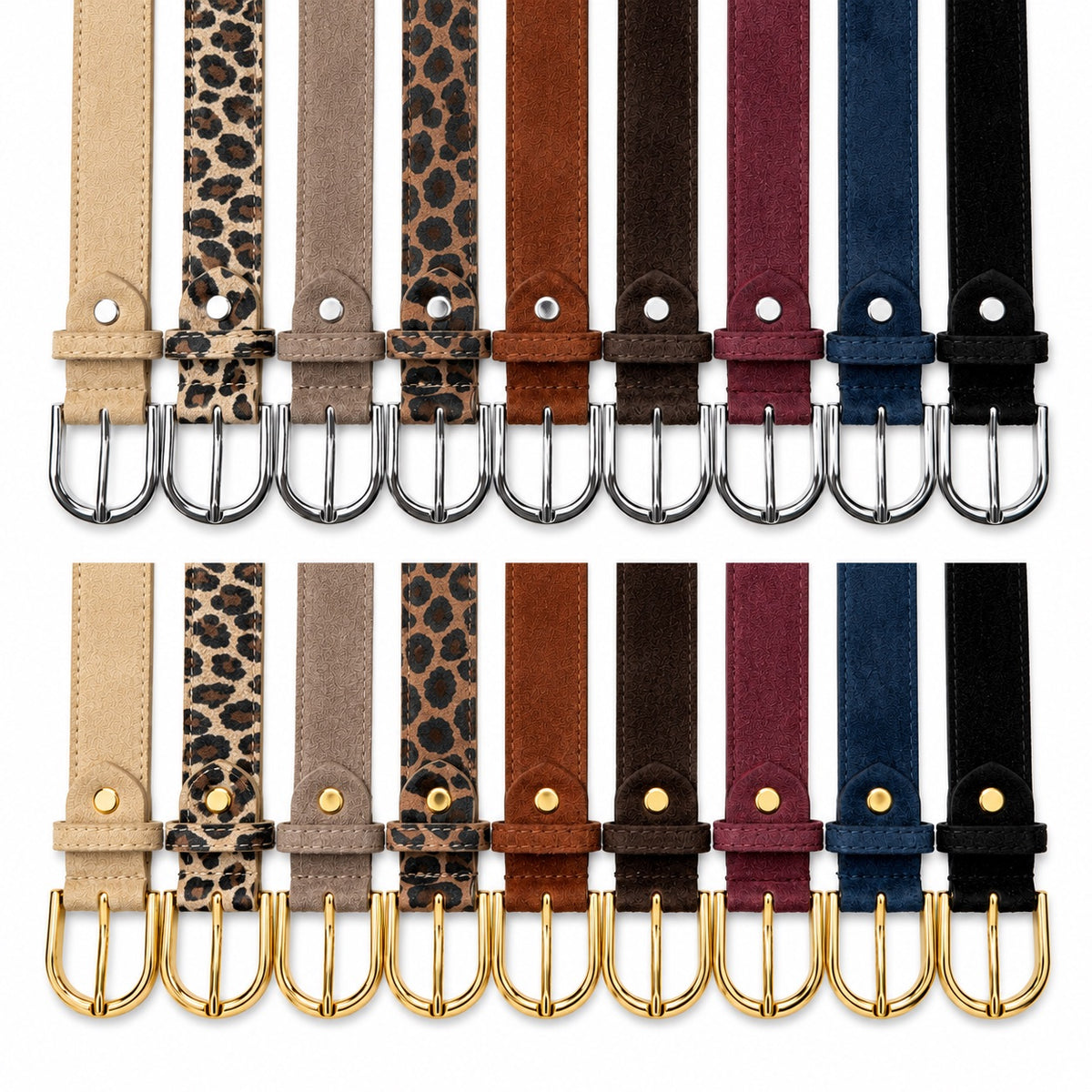 Damen Gürtel mit Wildleder-Oberfläche 3 cm Made in Italy Silber/Gold 85–100 cm