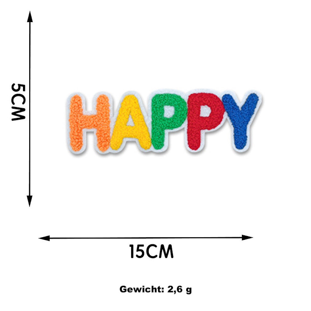 Aufnäher Sprüche Smile Paris Happy Towel Patch zum Aufbügeln DIY