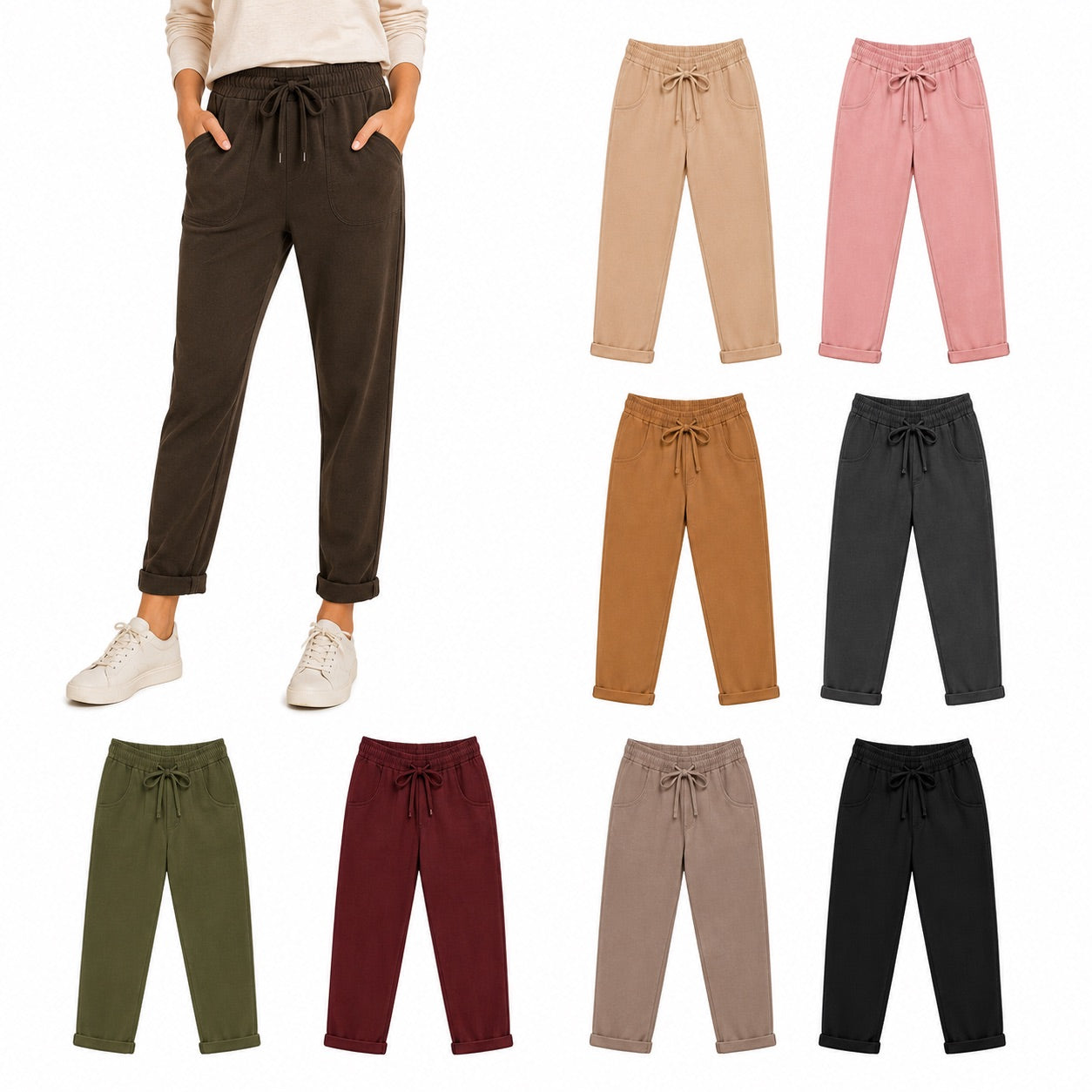 Wendy Trendy Damen Jogpants Jogger Baggy Hose Baumwolle Made in Italy S-XXL