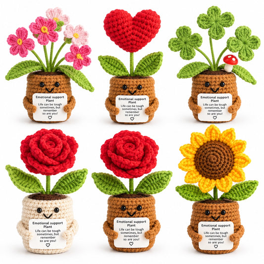 Emotional Support Pflanze gehäkelt Blume Geschenk Deko Rose Herz Kleeblatt Handmade