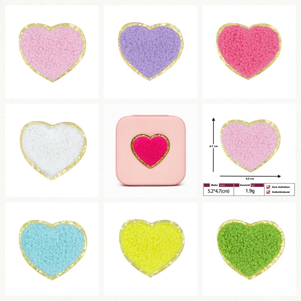 Herz Patch Aufkleben • DIY Chenille Patch für Handyhülle Tasche Kleidung