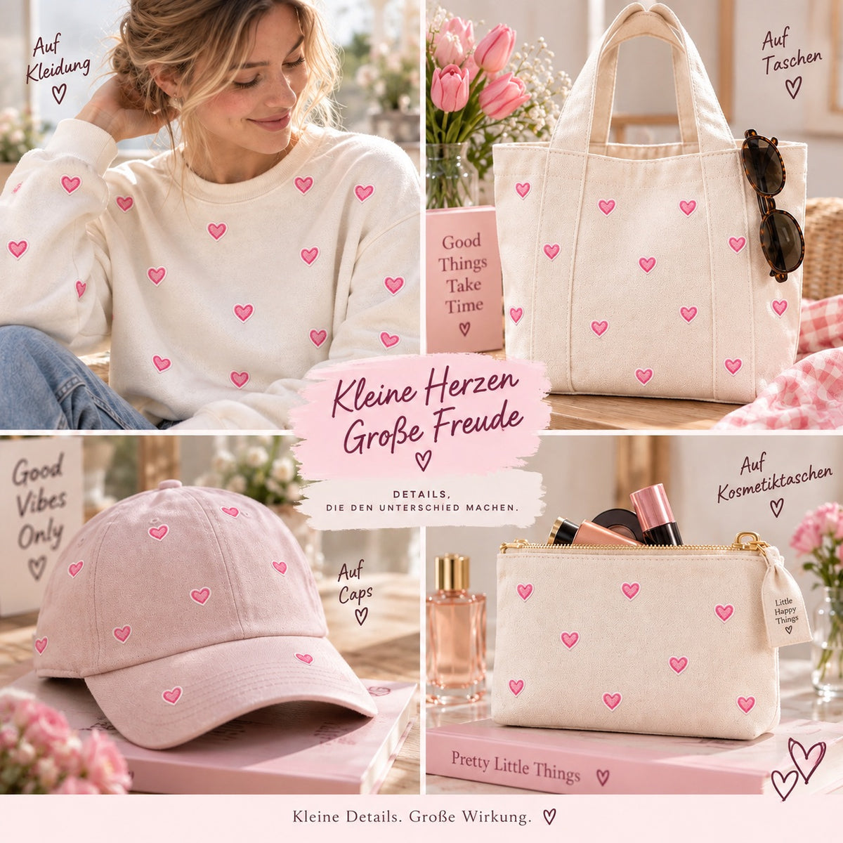 Mini Kirsche Herz Patches Applikation Bügelbilder Aufnäher – Aufbügeln, DIY Bekleidung Taschen Deko