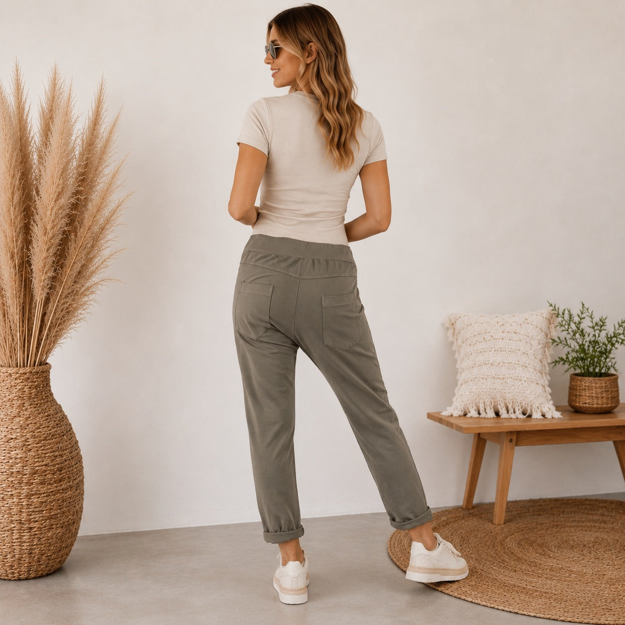 WENDY TRENDY Damen Jogpants Baggy Hose Jogger große Taschen Baumwolle Made in Italy S-XXL
