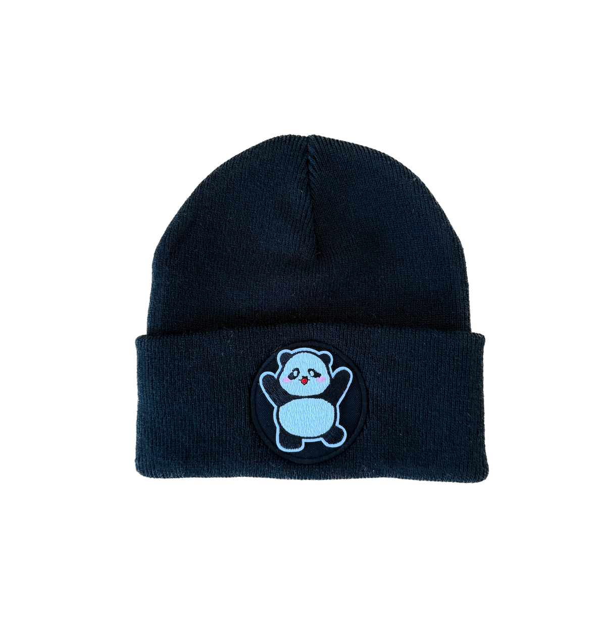 Happy Panda Beanie Schwarz – Warme Unisex Mütze für Kinder Schüler Damen