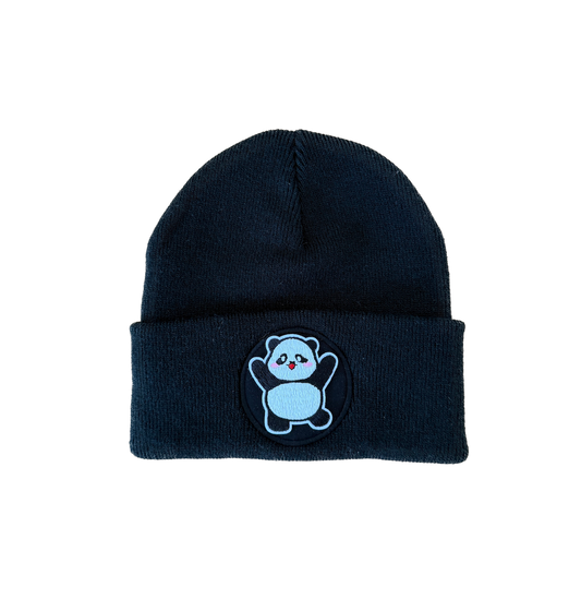 Happy Panda Beanie Schwarz – Warme Unisex Mütze für Kinder Schüler Damen