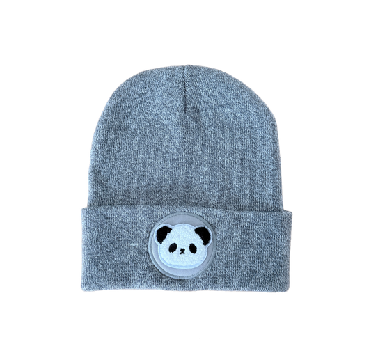 Panda Face Beanie Schwarz – Warme Unisex Mütze für Kinder Schüler Damen