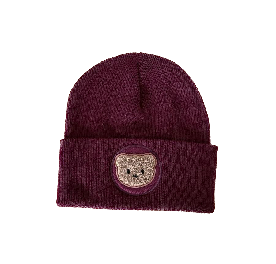 süße Bär Beanie Schwarz – Warme Unisex Mütze für Kinder Schüler Erwachsene