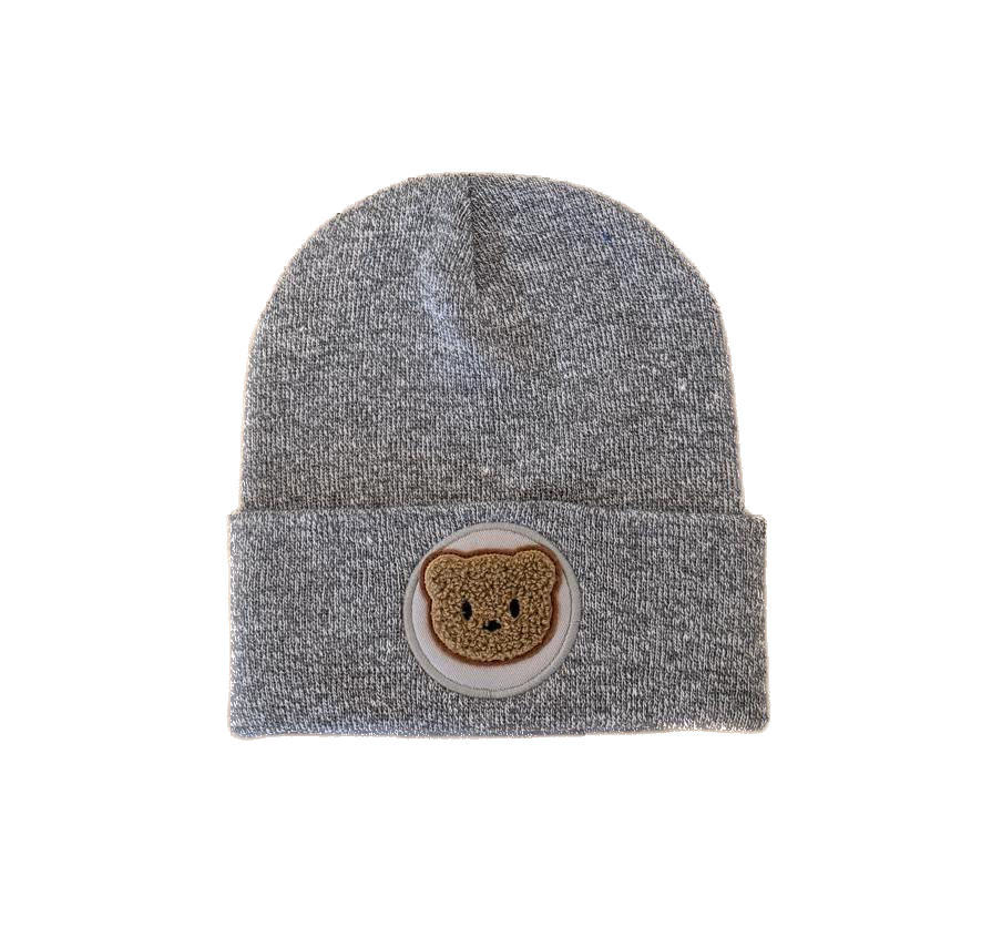 süße Bär Beanie Schwarz – Warme Unisex Mütze für Kinder Schüler Erwachsene