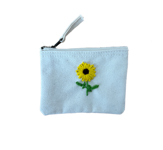 Handgestickte Baumwoll-Geldbörse XS – Herz, Stern, Blume uvm. – Unikat & Geschenk