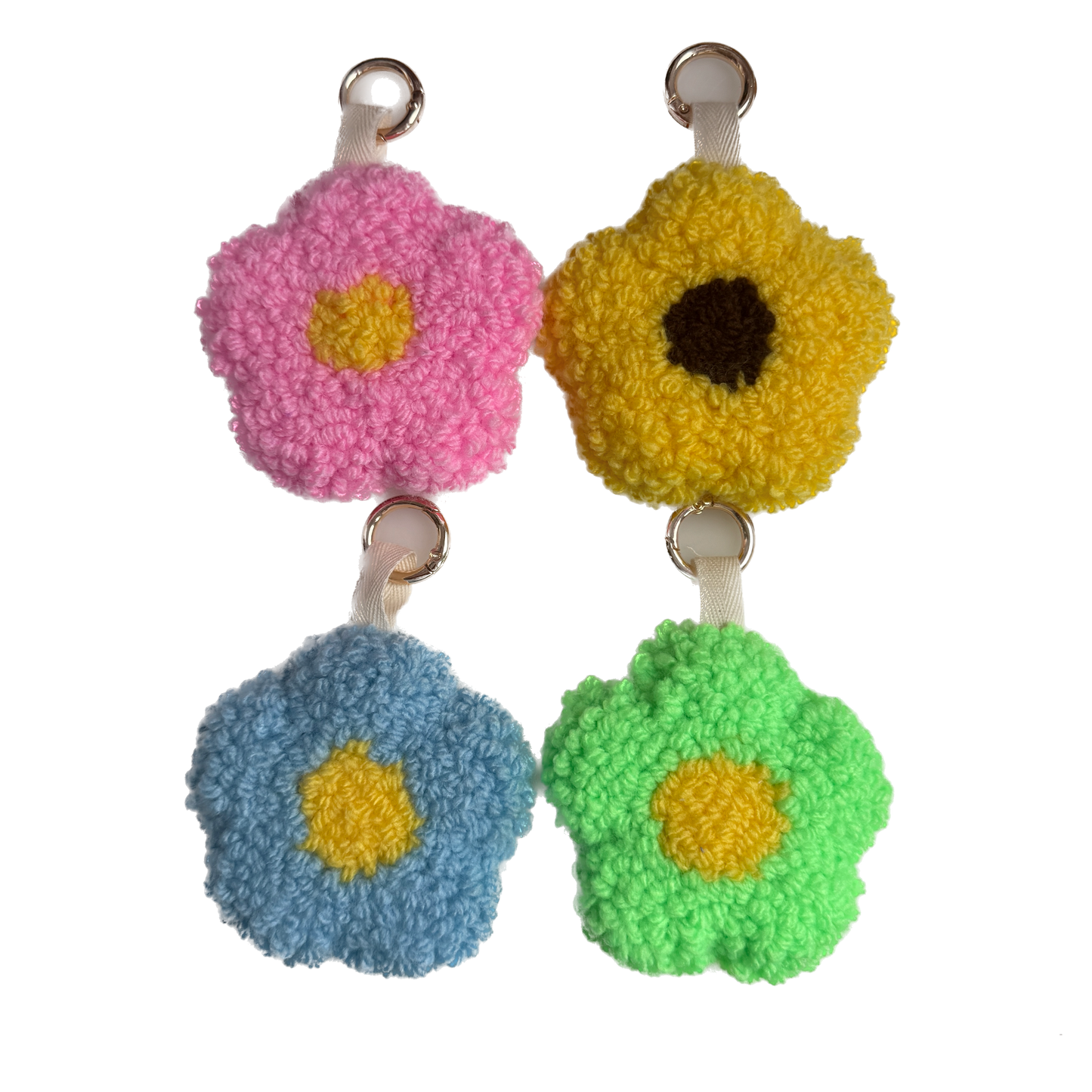 Blume Schlüsselanhänger handmade doppelseitig Taschenanhänger Punch Needle Geschenkidee