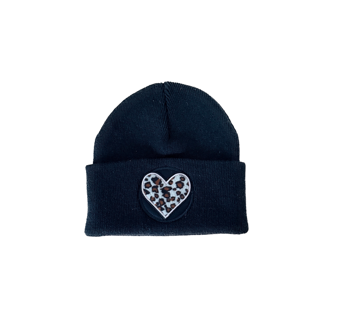 Beanie Schwarz mit Leo Herz – Damen & Teens Mütze warm & stylisch