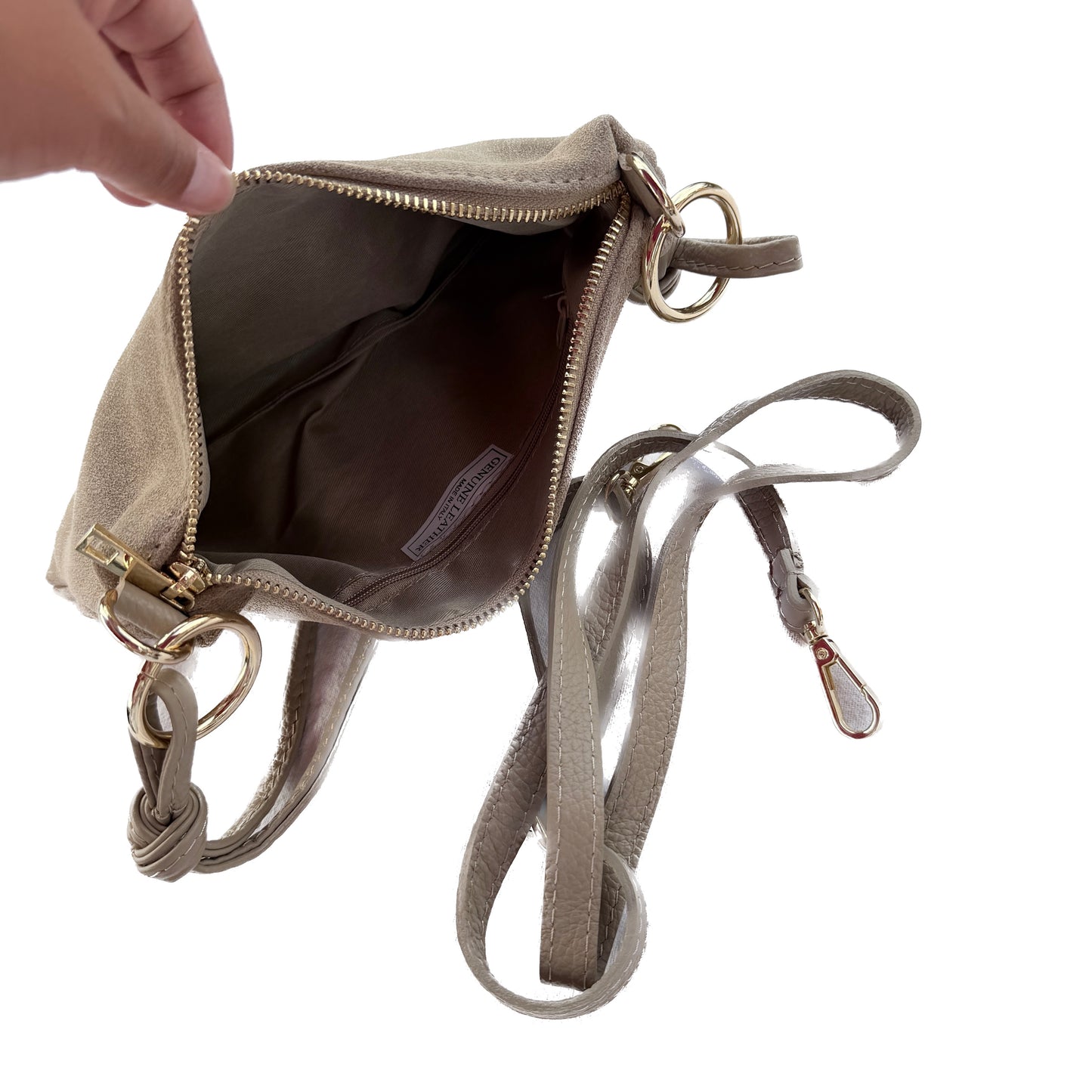 Damen Wildleder Schultertasche Echtleder Made in Italy Handtasche Crossbody Tasche