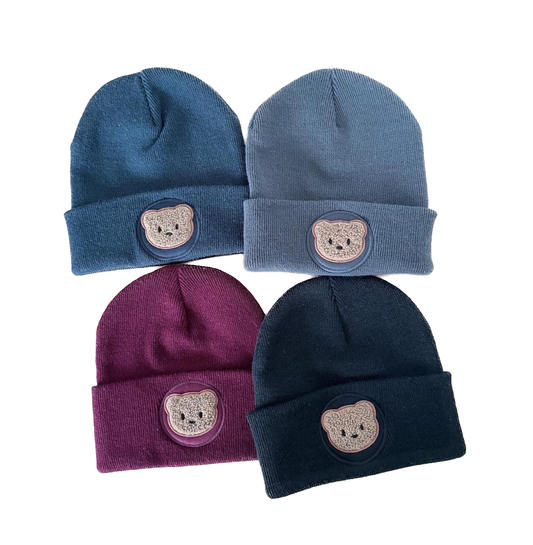 süße Bär Beanie Schwarz – Warme Unisex Mütze für Kinder Schüler Erwachsene