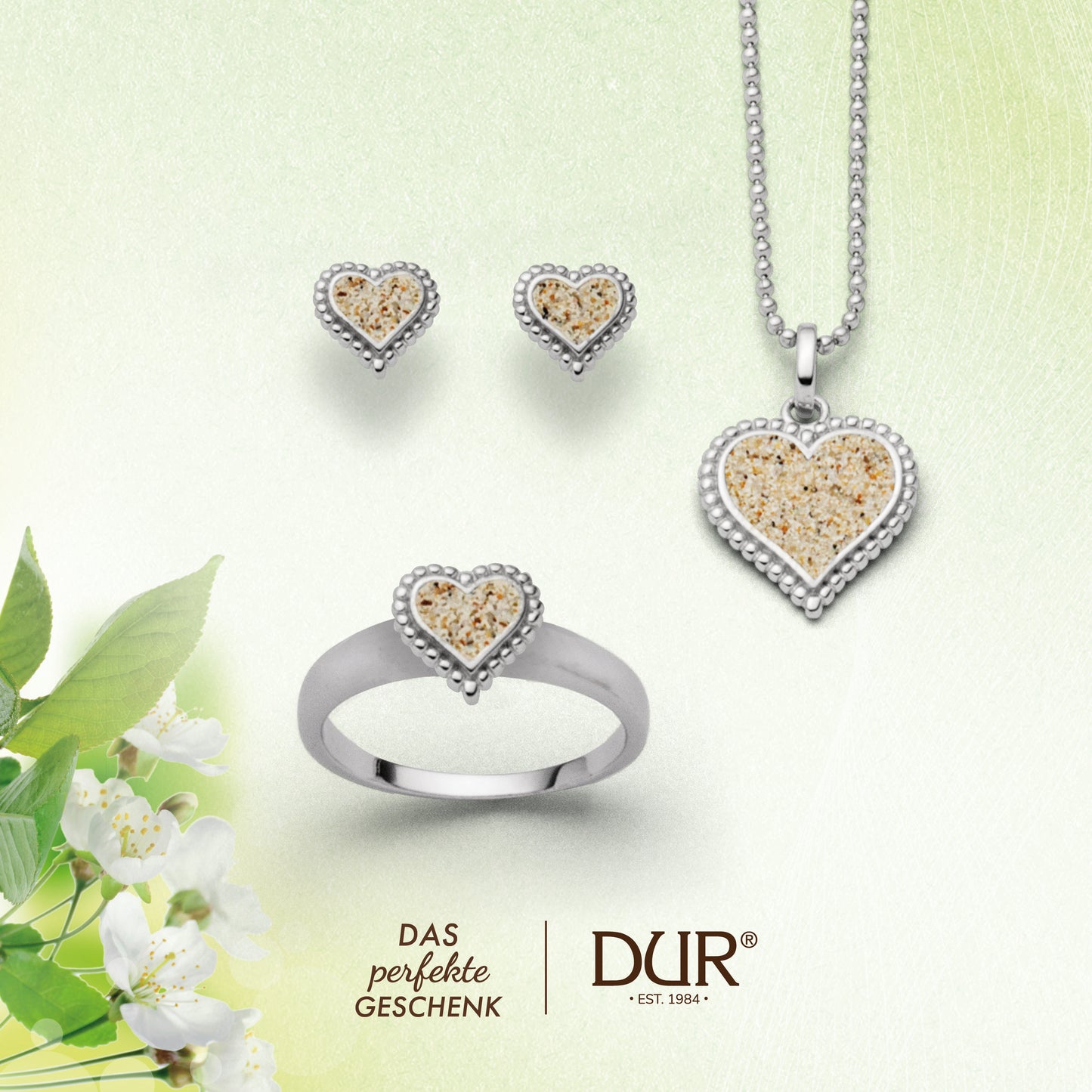 Geschenksets DUR 925 Silber Schmuck Kette+Ohrstecker "Herz" Schmucksets