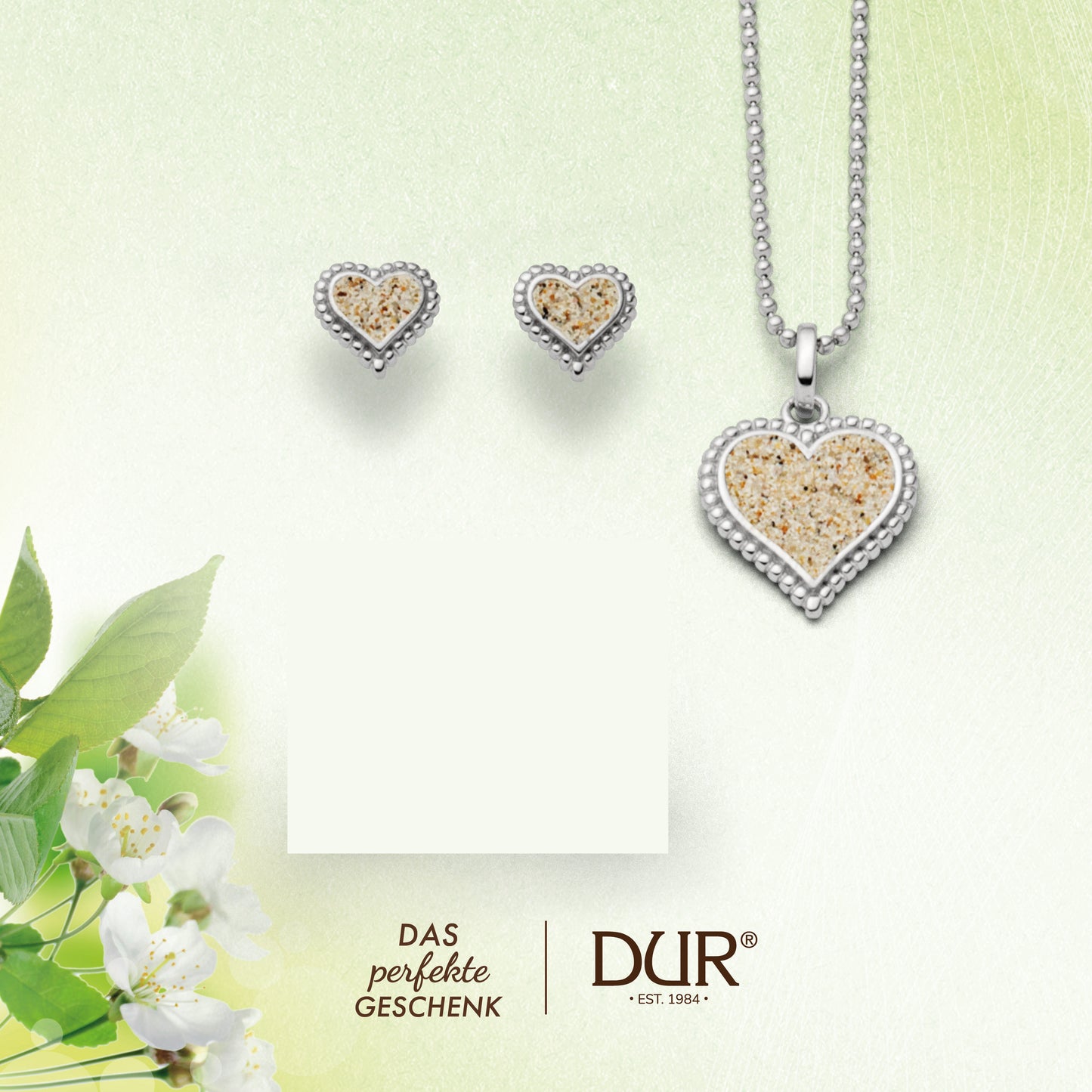 Geschenksets DUR 925 Silber Schmuck Kette+Ohrstecker "Herz" Schmucksets