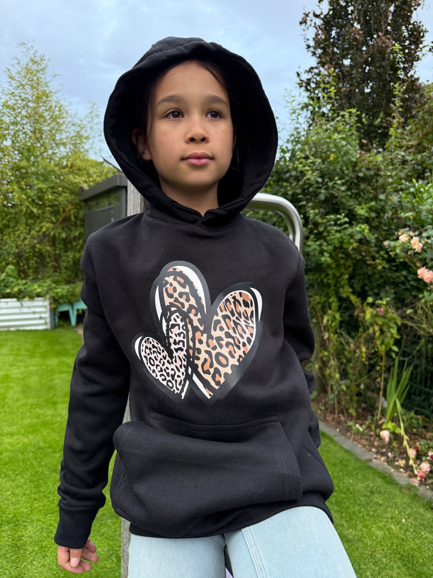 Joymotion Damen Hoodie schwarz XS-XL | Doppel Leo-Herz | Basic Kapuzenpullover