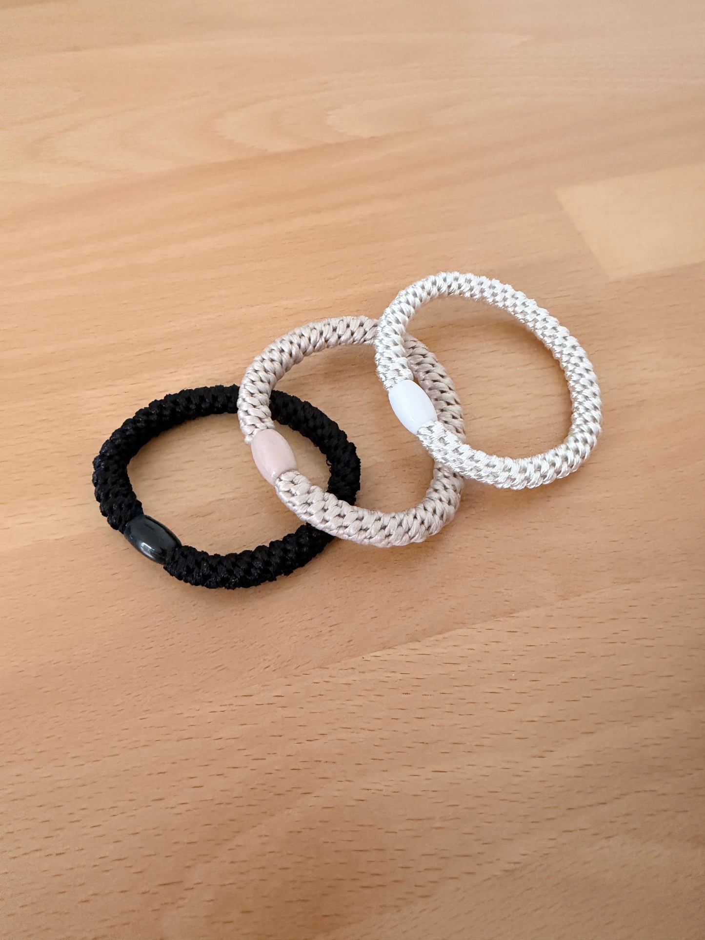 Trendy Haargummis 3er Pack | Elastisch & Haarschonend | One-Size | Beige/Rosa