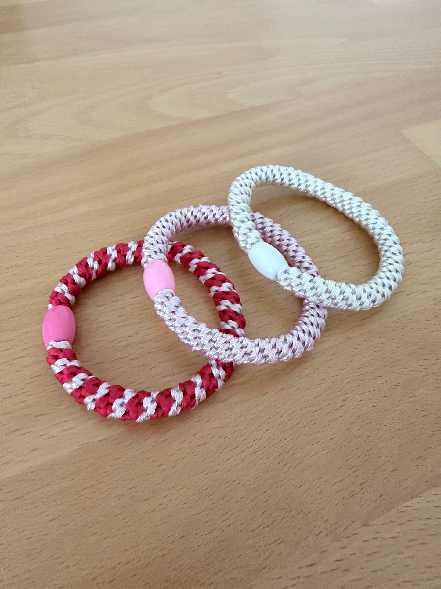 Trendy Haargummis 3er Pack | Elastisch & Haarschonend | One-Size | Beige/Rosa