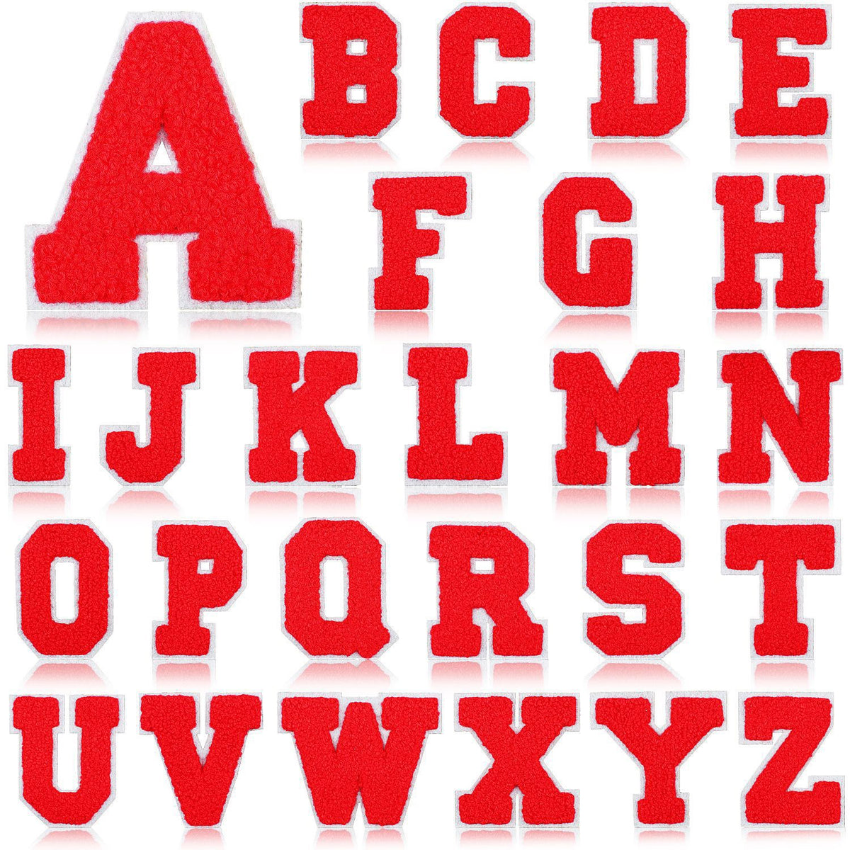 Rot 7cm Buchstaben A–Z Chenille Aufnäher Patches zum Aufbügeln für Kleidung DIY