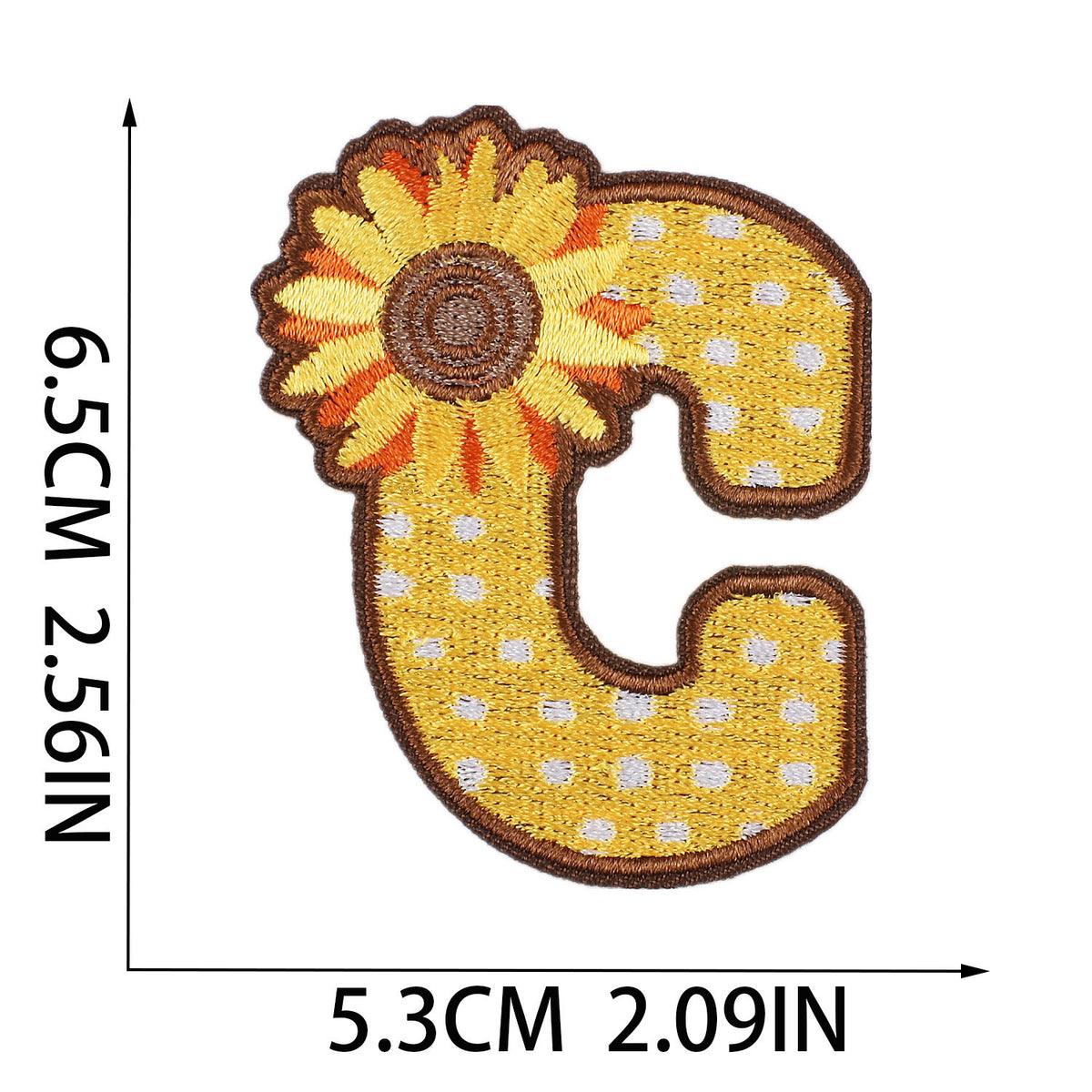 Gold Herbst Buchstaben A–Z 6,5 cm Aufnäher Aufbügler Patches Stickerei DIY Bekleidung Deko