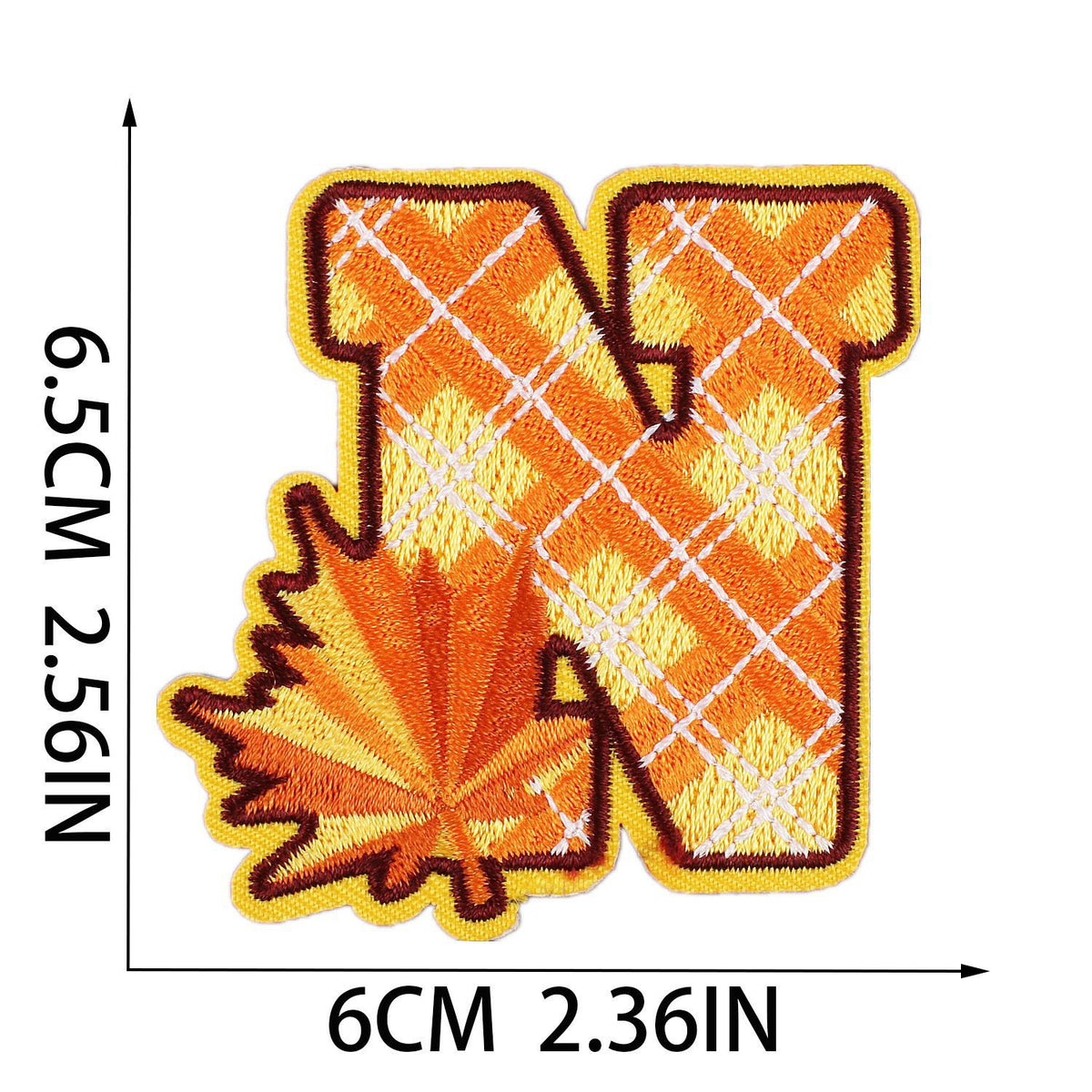 Gold Herbst Buchstaben A–Z 6,5 cm Aufnäher Aufbügler Patches Stickerei DIY Bekleidung Deko