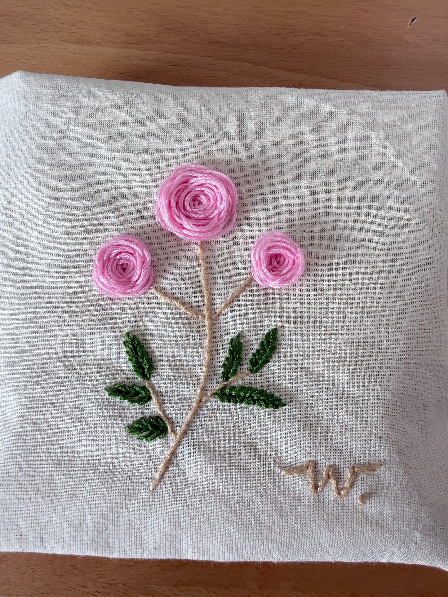 Handgestickt Baumwoll-Shopper mit rosa Blumen & Initialen – stylisch, praktisch