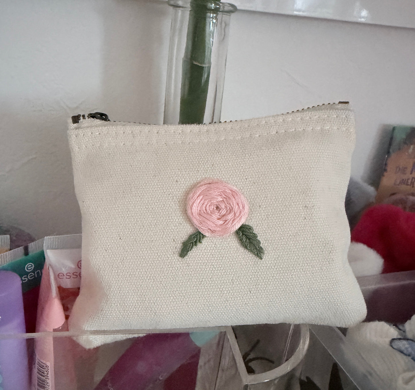 Handgestickte Baumwoll-Geldbörse XS – Herz, Stern, Blume uvm. – Unikat & Geschenk