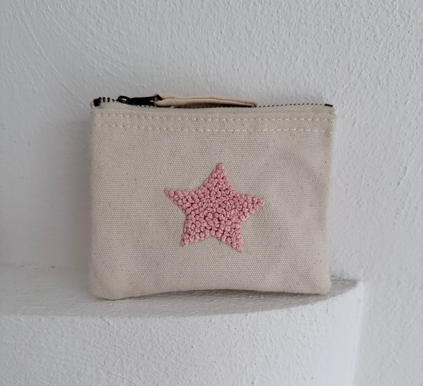 Handgestickte Baumwoll-Geldbörse XS – Herz, Stern, Blume uvm. – Unikat & Geschenk