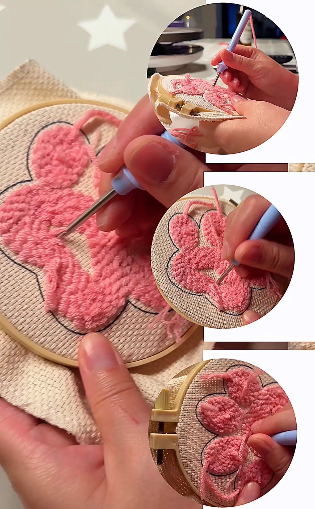 Pfoten Untersetzer handmade | Punch Needle | Rosa Braun Schwarz