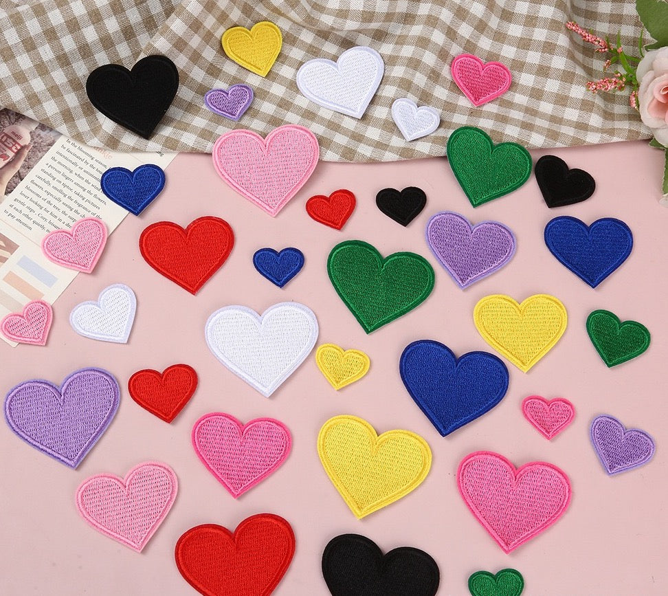 Herz Patches Applikation Aufnäher – Aufbügeln, DIY Bekleidung Taschen Deko