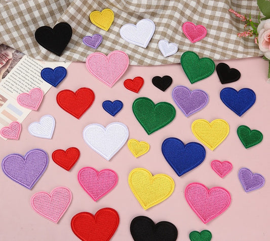 Herz Patches Applikation Aufnäher – Aufbügeln, DIY Bekleidung Taschen Deko