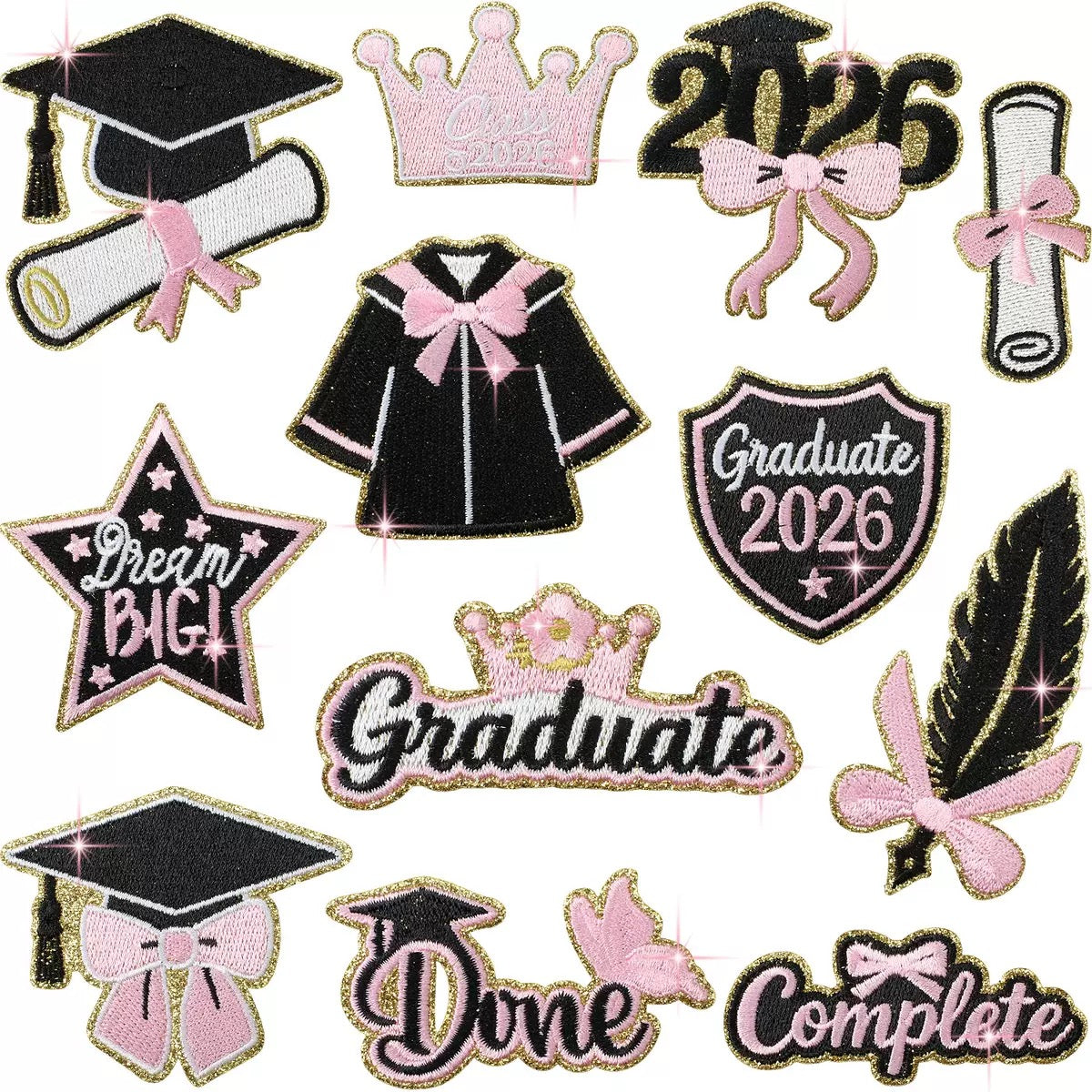 Abschluss 2026 Patch zum Aufbügeln – Graduate Aufnäher DIY Bügelbild für Kleidung, Taschen, Jeans & Rucksack