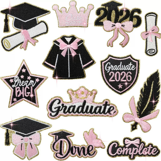 Abschluss 2026 Patch zum Aufbügeln – Graduate Aufnäher DIY Bügelbild für Kleidung, Taschen, Jeans & Rucksack